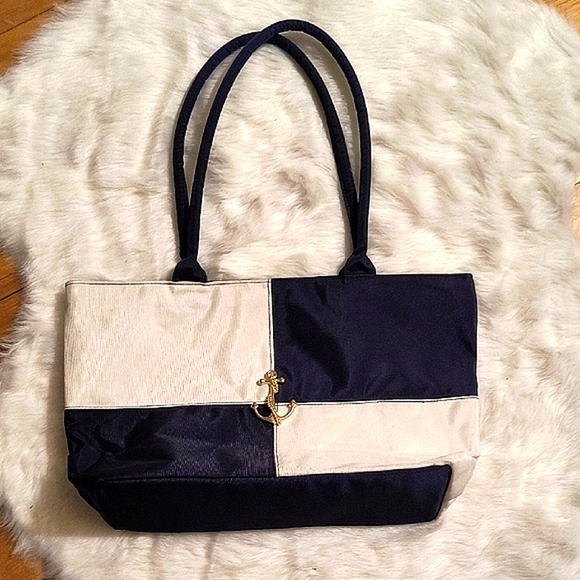 Navy and White Tote Bag - Picture 1 of 6